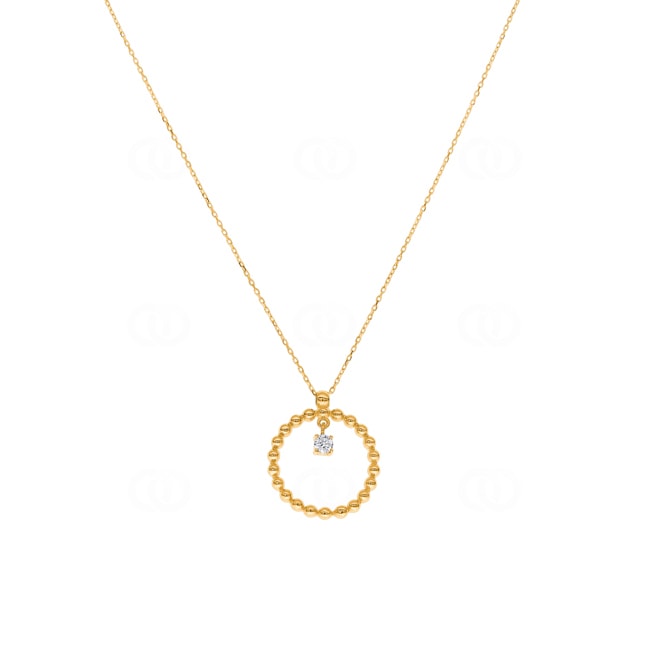 Collier mit Anhänger 750/18 K Gelbgold mit Diamant 0.09 ct H/si - NO11GG
