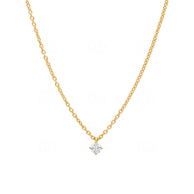 Necklace with Pendant 750/18 K Yellow Gold with Diamond 0.10 ct H/si, 4 Prongs - CGAN001-010-GG