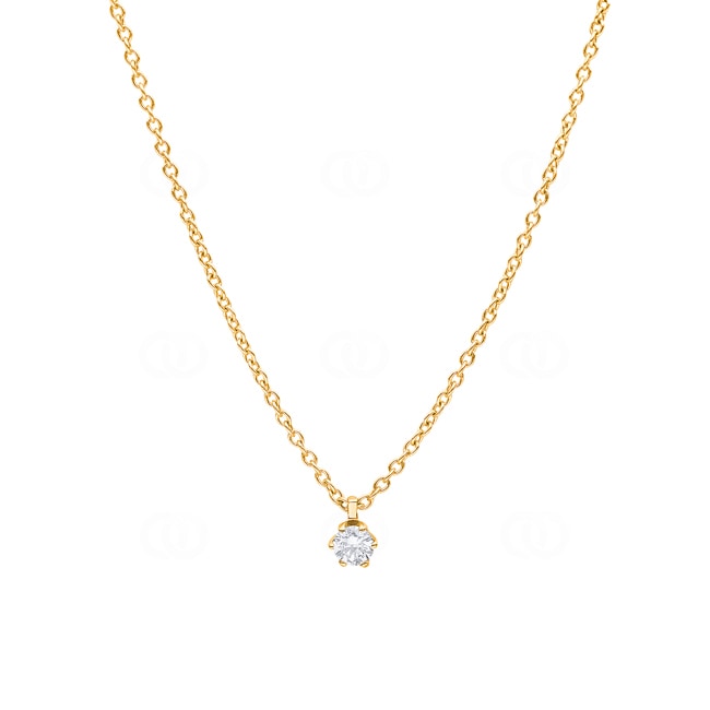 Necklace with Pendant 750/18 K Yellow Gold with Diamond 0.10 ct H/si, 6 Prongs - CGAN002-010-GG
