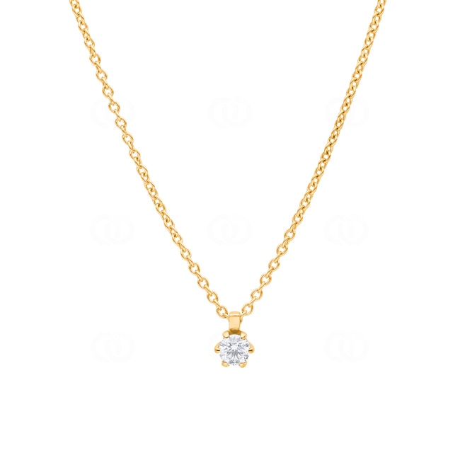 Necklace with Pendant 750/18 K Yellow Gold with Diamond 0.15 ct H/si, 6 Prongs - CGAN002-015-GG
