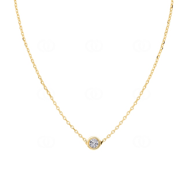 Collier mit Anhänger 750/18 K Gelbgold mit Diamant 0.10 ct H/si, Zargenfassung - CGAN003-010-GG