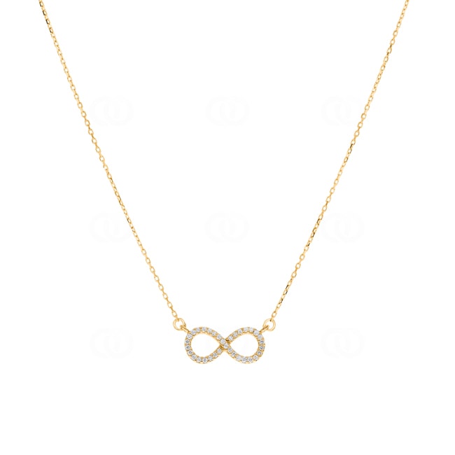 Necklace 750/18 K Yellow Gold Infinity with Diamond 0.11 ct H/si - NO1GG