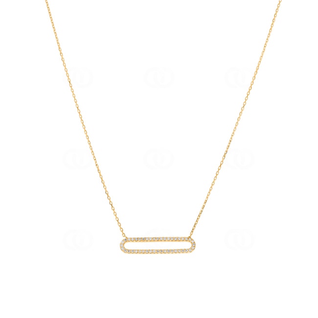 Necklace with Pendant 750/18 K Yellow Gold with Diamond 0.12 ct H/si - NO9GG