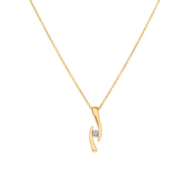 Collier mit Anhänger 750/18 K Gelbgold mit Diamant 0.13 ct H/si - NO4GG