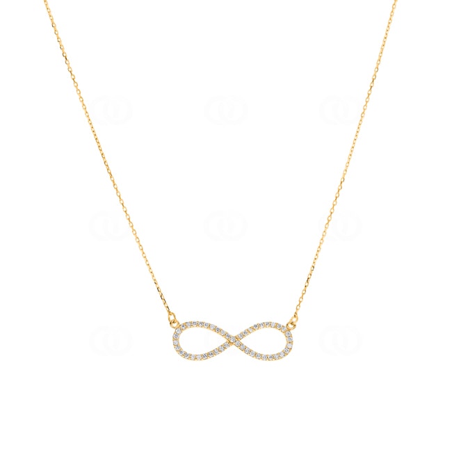 Necklace 750/18 K Yellow Gold Infinity with Diamond 0.24 ct H/si - NO2GG