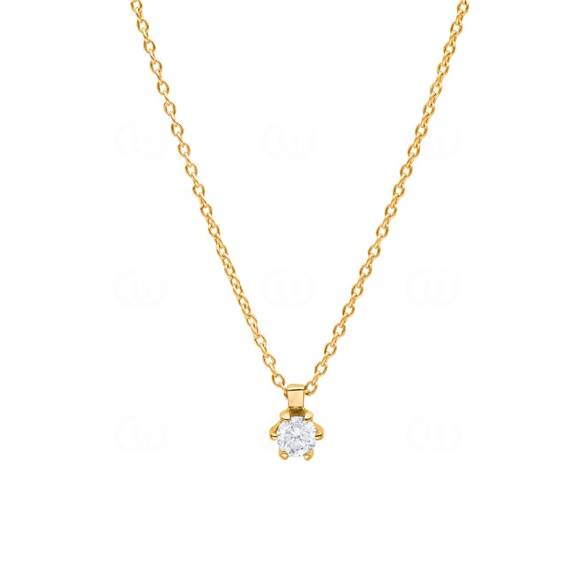 Necklace 750/18 K Yellow Gold with Diamond 0.25 ct H/si in 6 Prongs - CGAN002-025-GG
