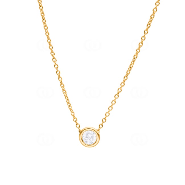 Necklace 750/18 K Yellow Gold with Diamond 0.25 ct H/si Bezel Set - CGAN003-025-GG