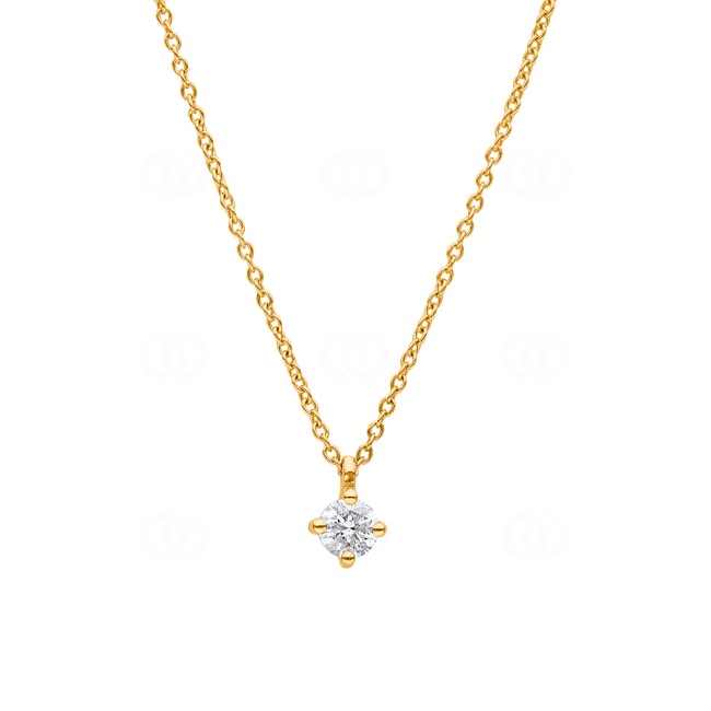 Collier or jaune 750/18 ct avec diamant 0.30 ct H/si en 4 griffes - CGAN001-030-GG