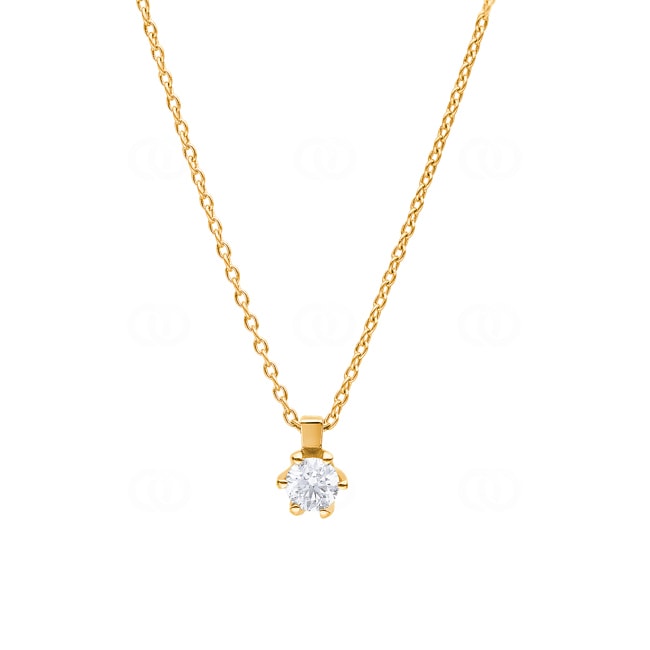 Necklace with Pendant 750/18 K Yellow Gold with Diamond 0.30 ct H/si, 6 Prongs - CGAN002-030-GG
