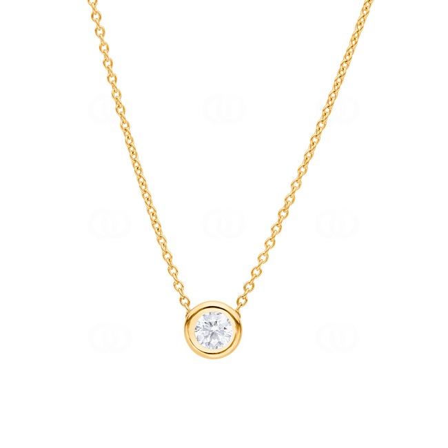 Necklace 750/18 K Yellow Gold with Diamond 0.30 ct H/si Bezel Set - CGAN003-030-GG