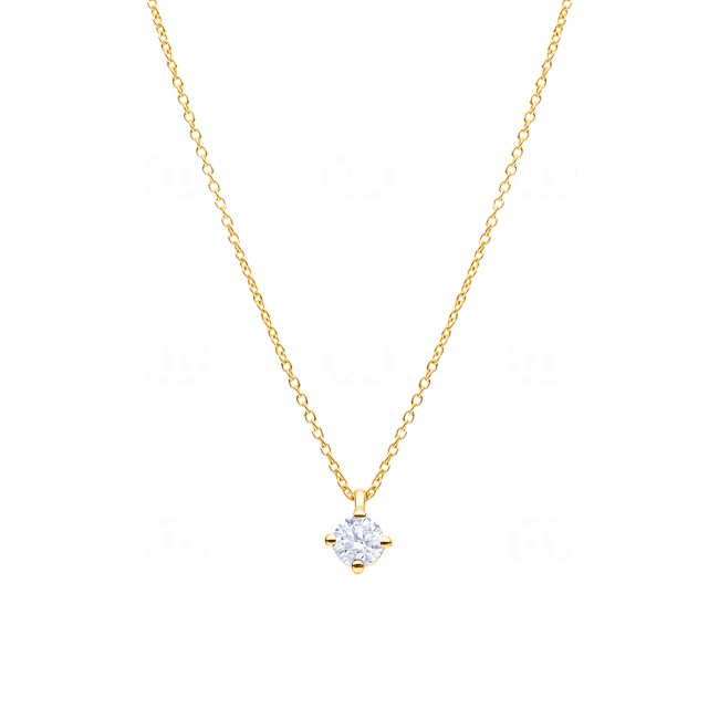 Necklace 750/18 K Yellow Gold with GIA Diamond 0.50 ct H/si in 4 Prongs - CGAN001-050-GG
