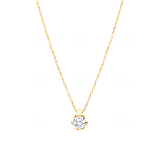 Necklace 750/18 K Yellow Gold with GIA Diamond 0.50 ct H/si in 6 Prongs - CGAN002-050-GG