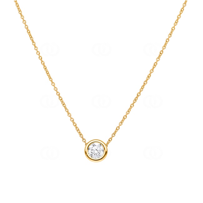 Collier or jaune 750/18 ct avec diamant GIA 0.50 ct H/si serti clos - CGAN003-050-GG