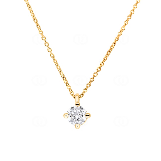 Necklace 750/18 K Yellow Gold with GIA Diamond 0.70 ct H/si in 4 Prongs - CGAN001-070-GG