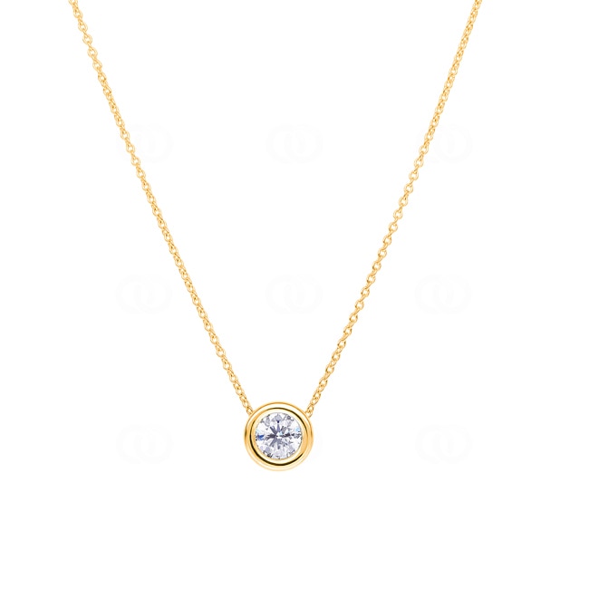 Collier or jaune 750/18 ct avec diamant GIA 0.70 ct H/si serti clos - CGAN003-070-GG