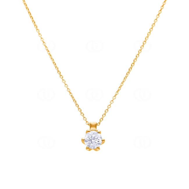 Necklace 750/18 K Yellow Gold with GIA Diamond 1.00 ct H/si in 6 Prongs - CGAN002-0100-GG