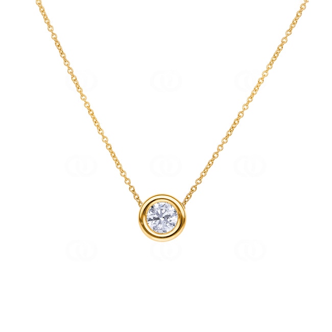 Collier mit Anhänger 750/18 K Gelbgold mit GIA-Diamant 1.00 ct H/si in Zargenfassung - CGAN003-0100-GG