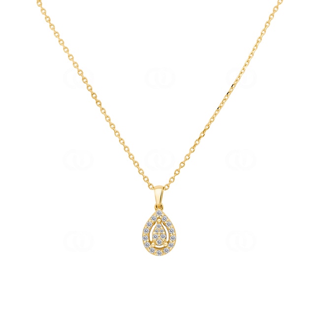 Collier avec pendentif or jaune 750/18 ct avec diamant 0.16 ct H/si - KE-15119-GG