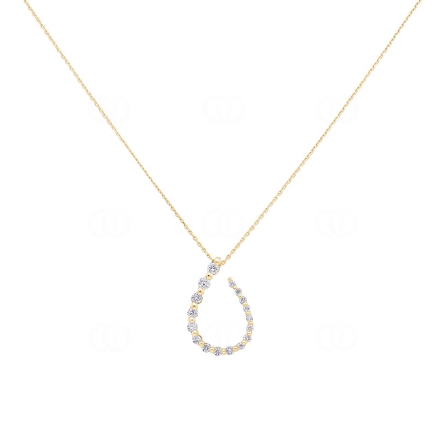 Collier mit Anhänger 750/18 K Gelbgold mit Diamanten 0.18 ct H/si - KE-096744-GG