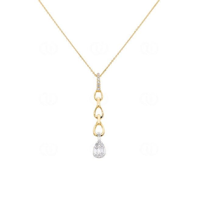 Collier mit Anhänger 750/18 K Gelbgold mit Diamanten 0.19 ct H/si - KE-098397-GG