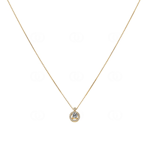 Collier mit Anhänger 750/18 K Gelbgold mit Diamanten 0.22 ct H/si - AN-096888-GG