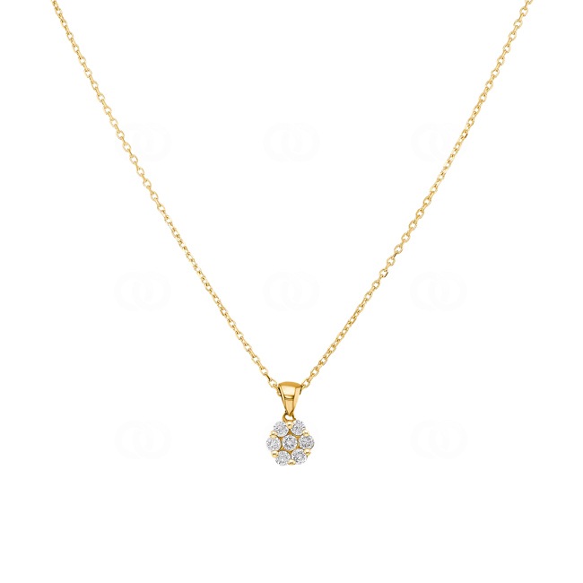 Necklace with Pendant 750/18 K Yellow Gold with Diamonds 0.23 ct H/si - KE-003A-GG