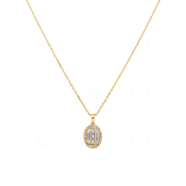 Collier mit Anhänger 750/18 K Gelbgold mit Diamanten 0.43 ct H/si - KE-045A-GG