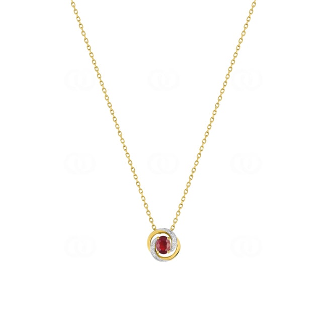 Collier or jaune 750/18 ct avec rubis et zircones - 8A733BRTZ