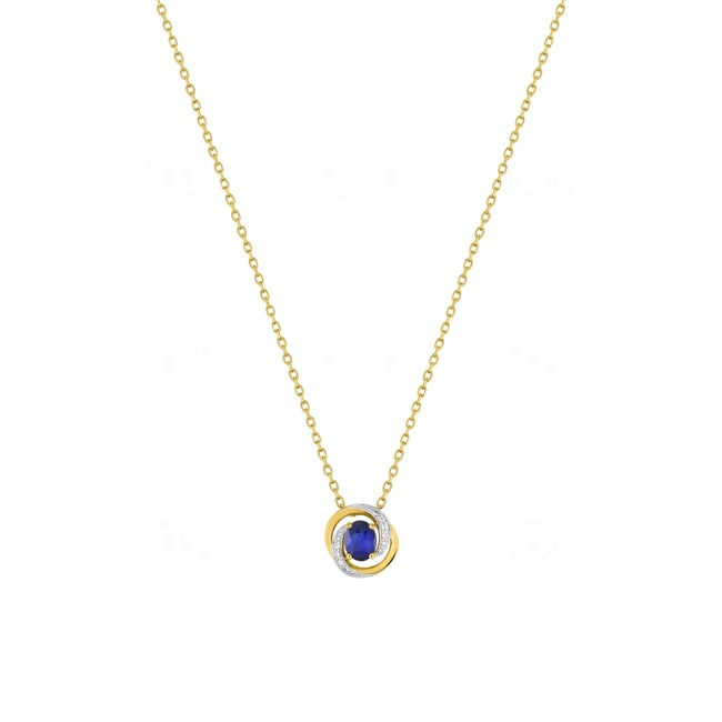 Necklace with Pendant 750/18 K Yellow Gold with Sapphire and Cubic Zirconia - 8A733BSTZ