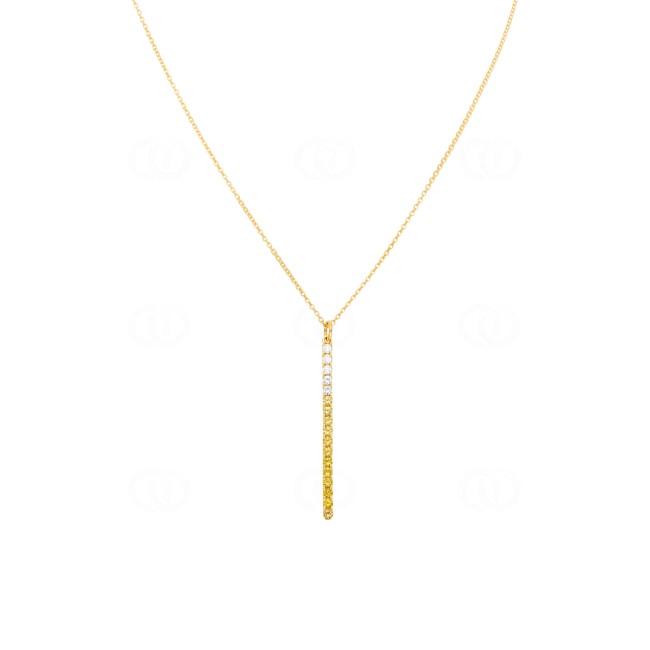 Necklace with Pendant 750/18 K Yellow Gold with Sapphires & Diamonds 0.05ct H/si - CFA105745