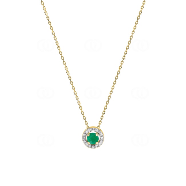 Collier mit Anhänger 750/18 K Gelbgold mit Smaragd & Zirkonia - 3.3080.E3