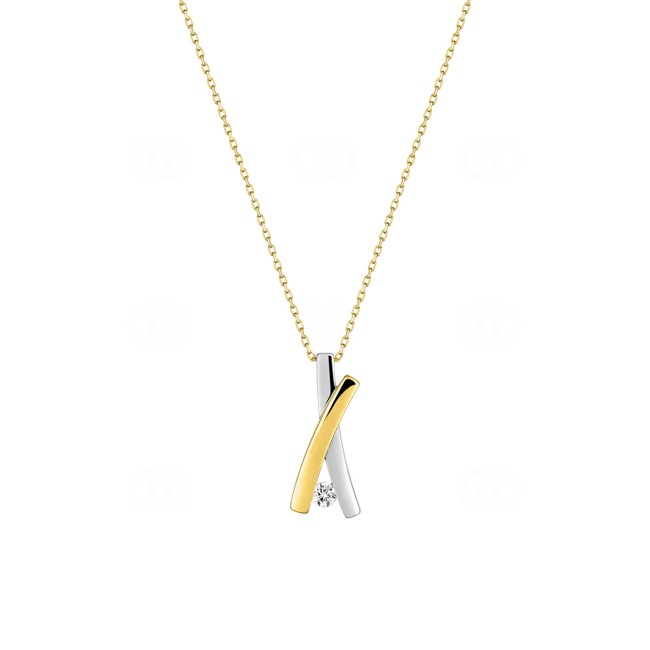 Collier mit Anhänger 750/18 K Gelbgold mit Zirkonia - 3.7192.Z3