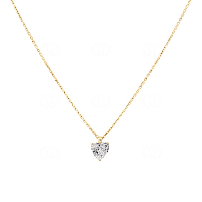 Necklace with Pendant 750/18 K Yellow Gold with Cubic Zirconia Heart - 58SW81JZ-42