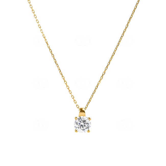 Necklace with Pendant 750/18 K Yellow Gold with Cubic Zirconia Ø 5.5mm - 3.3027.Z0-42
