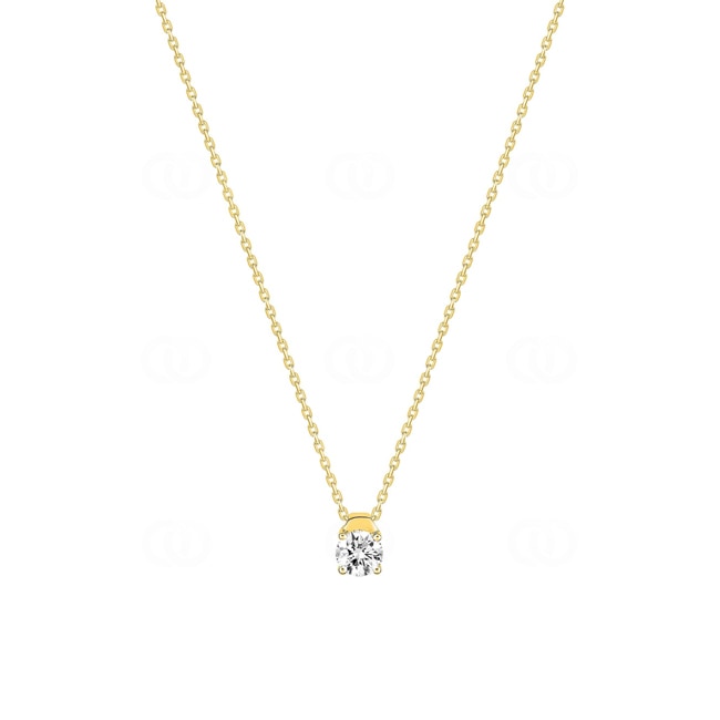 Collier or jaune 750/18 ct avec zircone solitaire Ø 5mm - 58SA42JZ-42