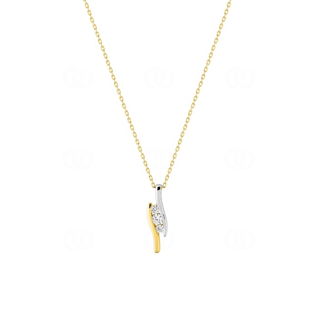 Collier mit Anhänger 750/18 K Gelbgold mit Zirkonia Trilogie - 3.006.Z3-42
