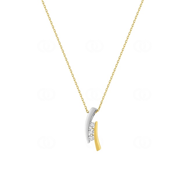Necklace with Pendant 750/18 K Yellow Gold with Cubic Zirconia Trilogy - 58SW99BZ-42