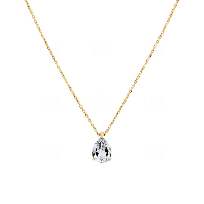 Necklace with Pendant 750/18 K Yellow Gold with Cubic Zirconia - 777Z-42