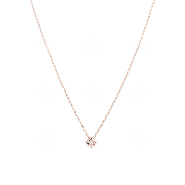Necklace with Pendant 750/18 K Rose Gold with Diamond 0.04ct H/Si - KE-69888-RG