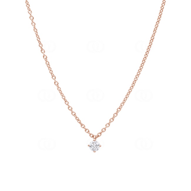 Necklace with Pendant 750/18 K Rose Gold with Diamond 0.10 ct H/si, 4 Prongs - CGAN001-010-RG