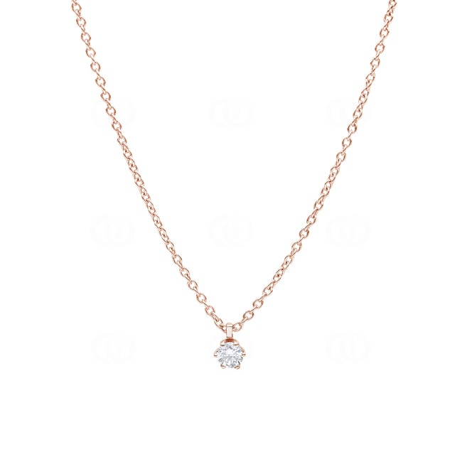 Collier mit Anhänger 750/18 K Roségold mit Diamant 0.10 ct H/si, 6-Griff Collier mit Anhänger 750/18 K Roségold mit Diamant 0.10 ct H/si, 6-Griff - CGAN002-010-RG