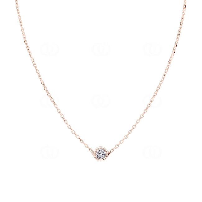 Necklace with Pendant 750/18 K Rose Gold with Diamond 0.10 ct H/si, Bezel Set - CGAN003-010-RG