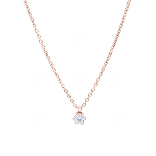 Collier mit Anhänger 750/18 K Roségold mit Diamant 0.15 ct H/si, 6-Griff - CGAN002-015-RG