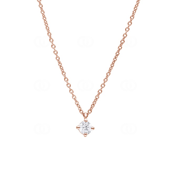 Collier or rosé 750/18 ct avec diamant 0.25 ct H/si en 4 griffes - CGAN001-025-RG