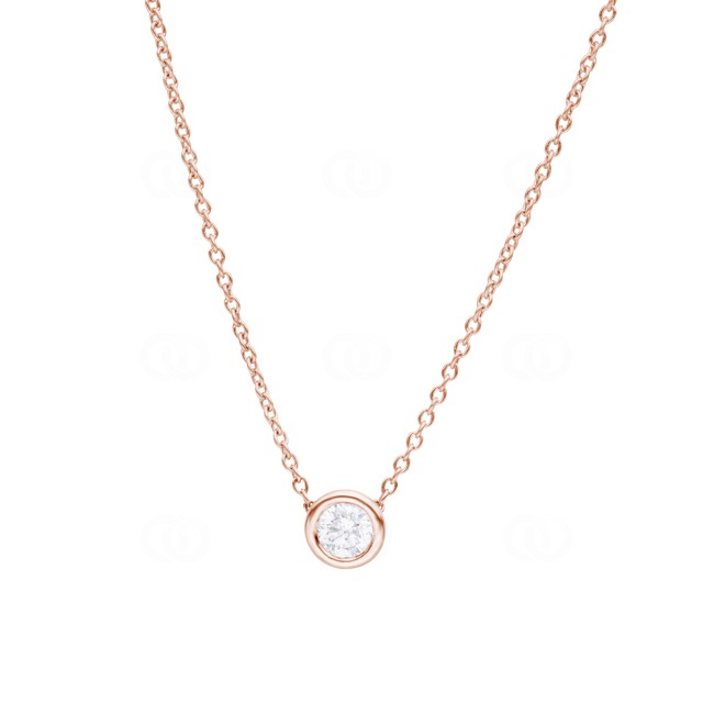 Necklace 750/18 K Rose Gold with Diamond 0.25 ct H/si Bezel Set - CGAN003-025-RG