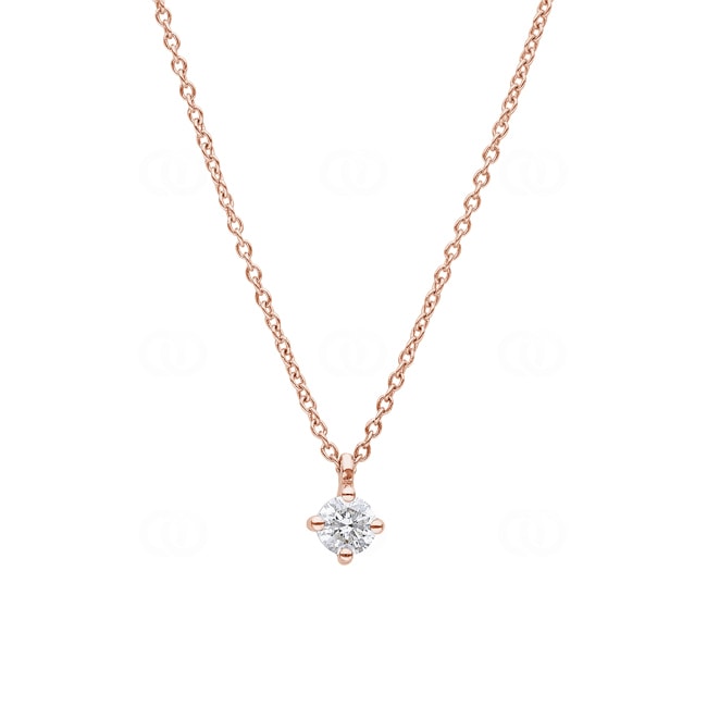 Collier or rosé 750/18 ct avec diamant 0.30 ct H/si en 4 griffes - CGAN001-030-RG