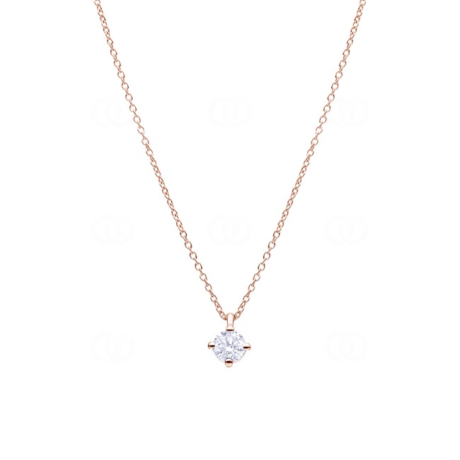 Necklace 750/18 K Rose Gold with GIA Diamond 0.50 ct H/si in 4 Prongs - CGAN001-050-RG