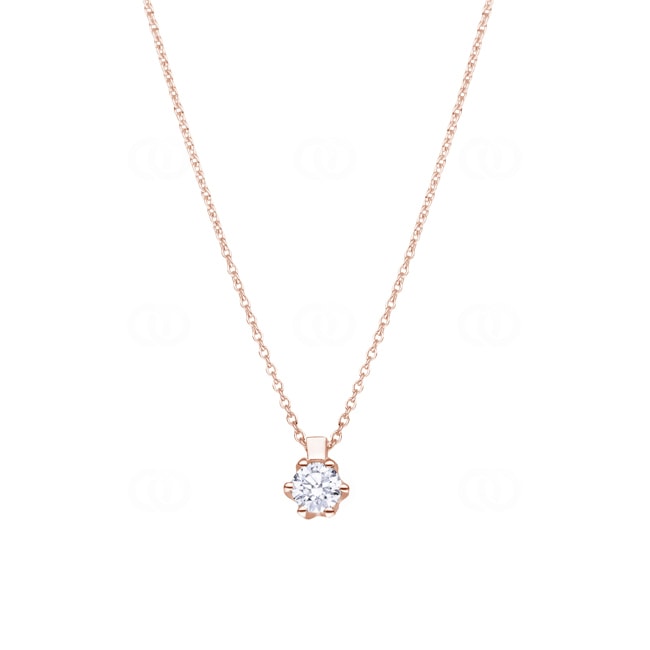 Necklace 750/18 K Rose Gold with GIA Diamond 0.50 ct H/si in 6 Prongs - CGAN002-050-RG