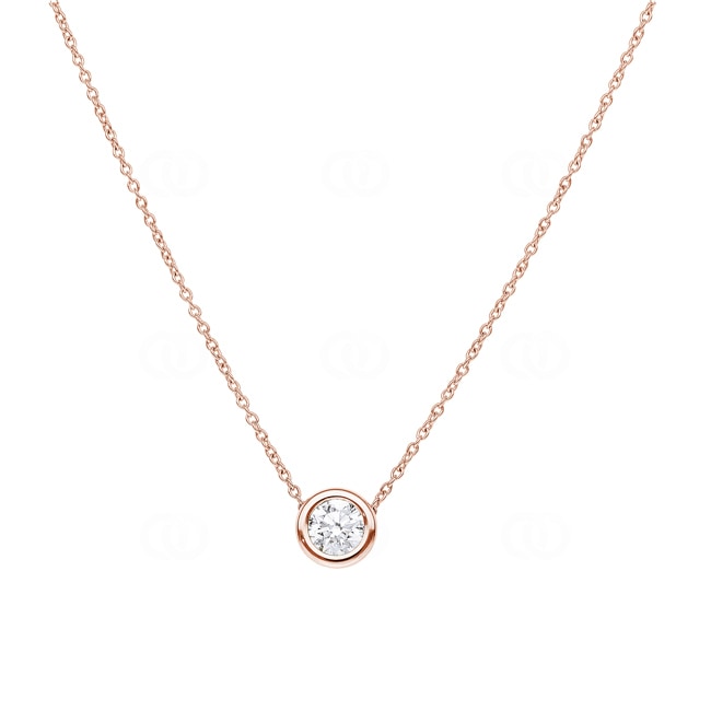 Collier or rosé 750/18 ct avec diamant GIA 0.50 ct H/si serti clos - CGAN003-050-RG