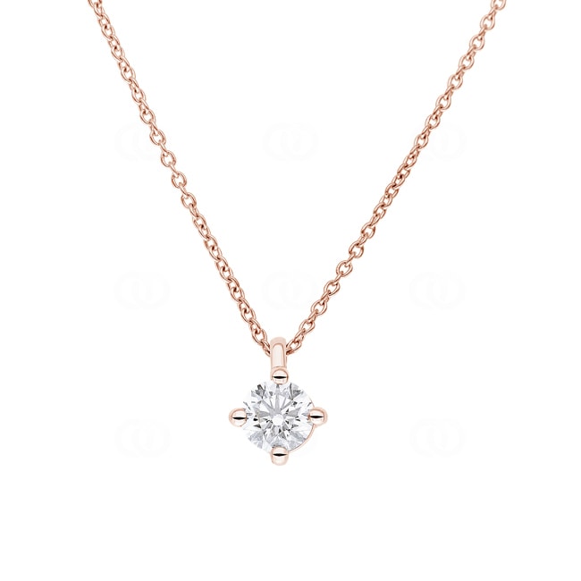 Collier or rosé 750/18 ct avec diamant GIA 0.70 ct H/si en 4 griffes - CGAN001-070-RG